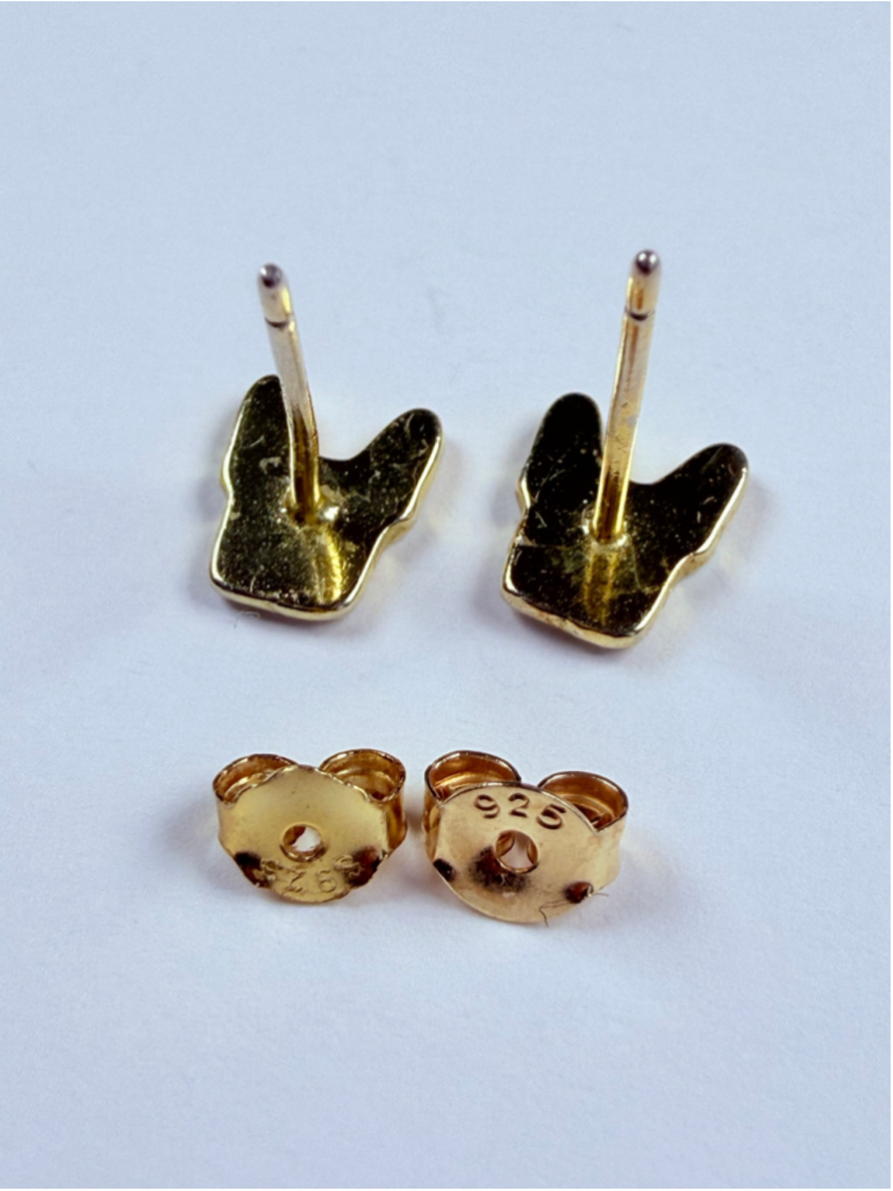 French Bulldog Enamel & Gold Vermeil 925 Sterling Silver Stud Earrings - Picture 7 of 8